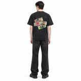 LAWLESSROW Superhero Dollar Bills Graffiti Vintage Acid Wash Tee