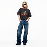 LAWLESSROW Skeleton Pumpkin Bath Vintage Acid Wash Tee