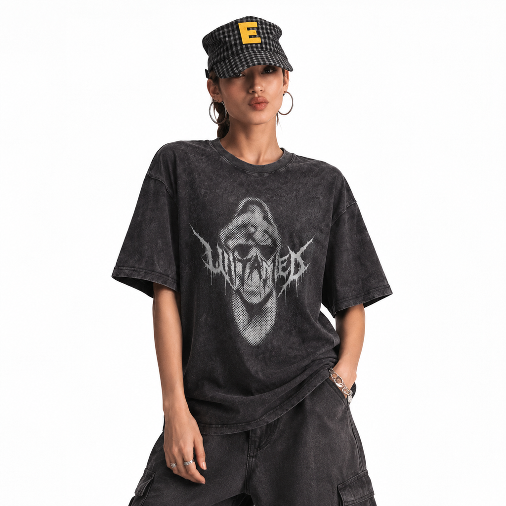LAWLESSROW Untamed Statue Halftone Vintage Acid Wash Tee