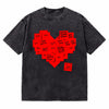 LAWLESSROW Obsession Red Sticky Note Heart Vintage Acid Wash Tee