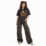 LAWLESSROW Halloween Fiend Ghost Cat Vintage Acid Wash Tee