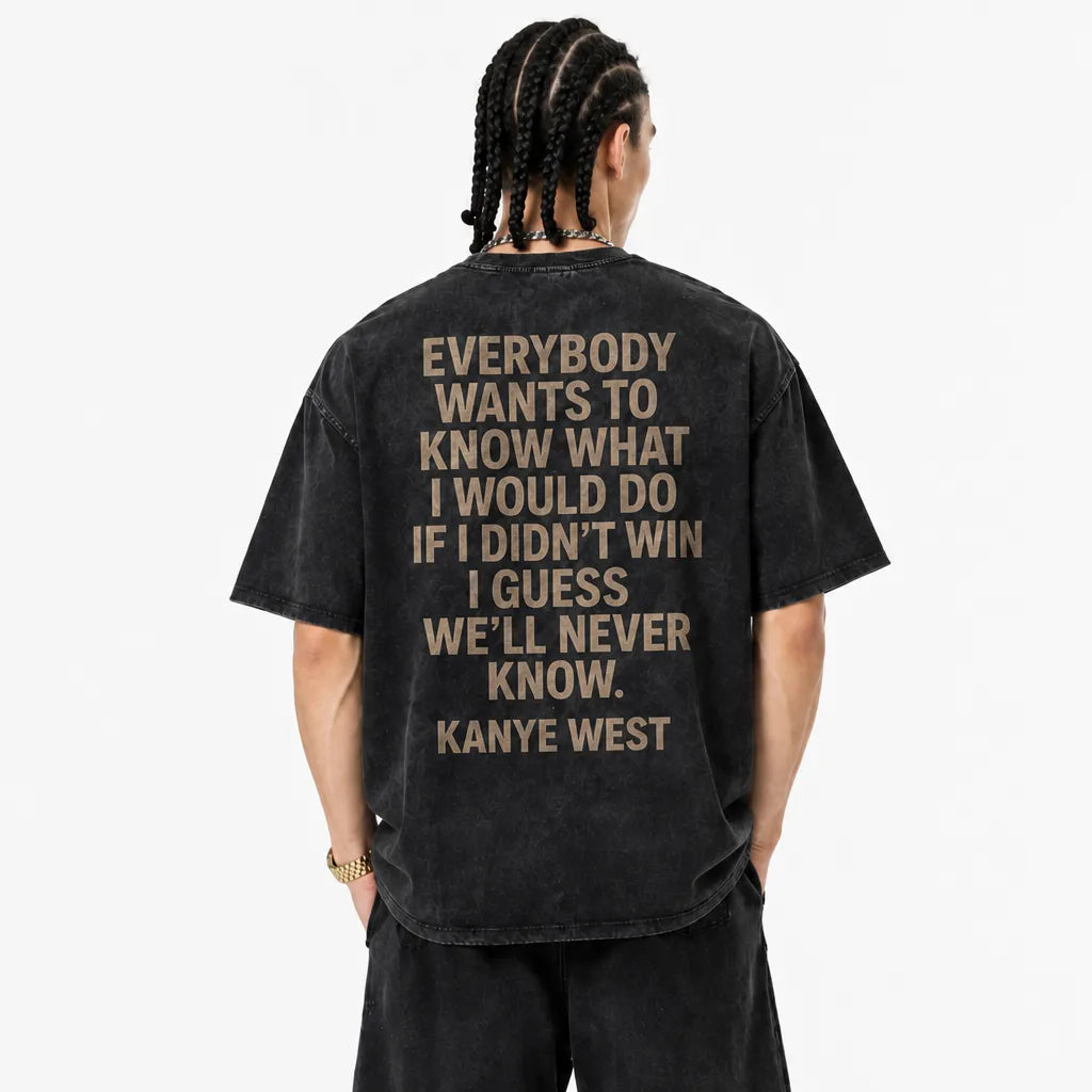 LAWLESSROW KANYE WEST Grammy Acceptance Speech Black Vintage Acid Wash Tee