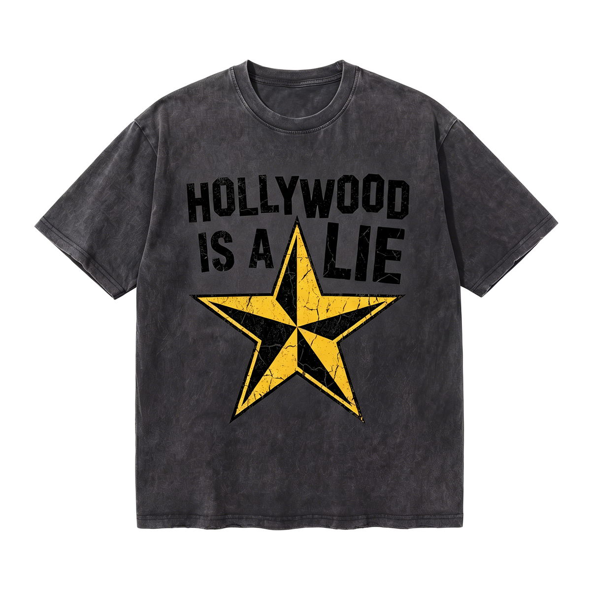 Lawless Row Hollywood Is A Lie Vintage Star Tee | Retro Rebellion Washed Cotton
