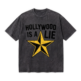 Lawless Row Hollywood Is A Lie Vintage Star Tee | Retro Rebellion Washed Cotton