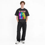 LAWLESSROW The Substance Rainbow Echo Cat Vintage Acid Wash Tee
