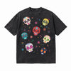 LAWLESSROW Sugar Skulls Pattern Vintage Acid Wash Tee