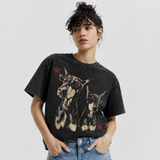 LAWLESSROW Cool Dobermans Star Vintage Acid Wash Tee