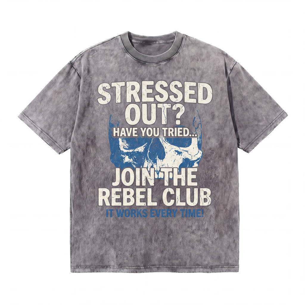 Lawless Row Join The Rebel Club Tee | Stressed Out Washed Cotton Streetwear