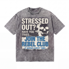 Lawless Row Join The Rebel Club Tee | Stressed Out Skull Washed Cotton Streetwear