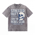 Join The Rebel Club Anti-Stress Skull Washed Cotton Oversized Tee
