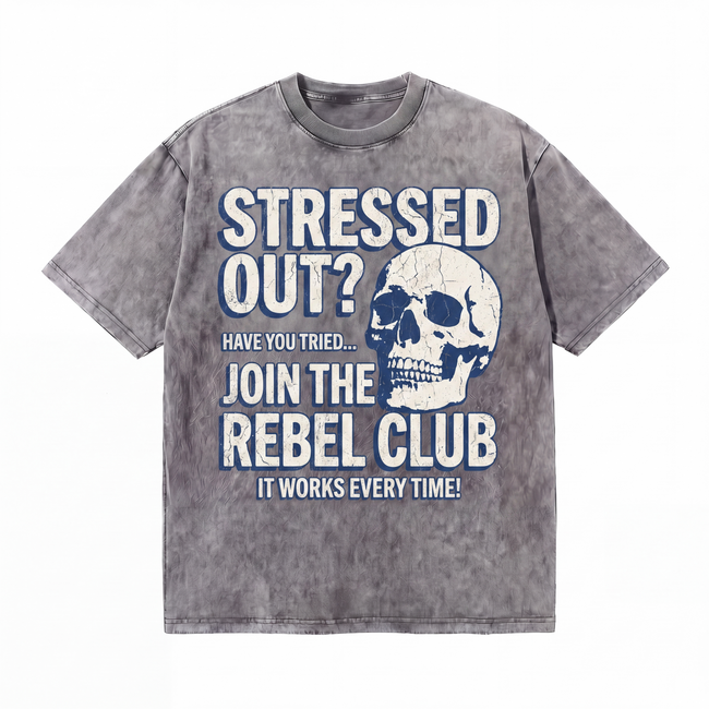 Join The Rebel Club Anti-Stress Skull Washed Cotton Oversized Tee Hover Image