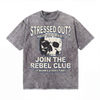 Vintage Skull "Join The Rebel Club" Graphic Tee 100% Washed Cotton