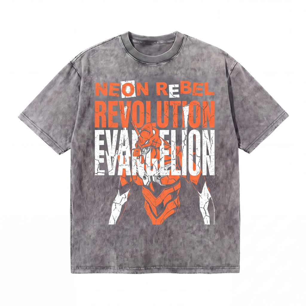 Vintage "Neon Rebel Evangelion" Anime Graphic Tee 100% Washed Cotton