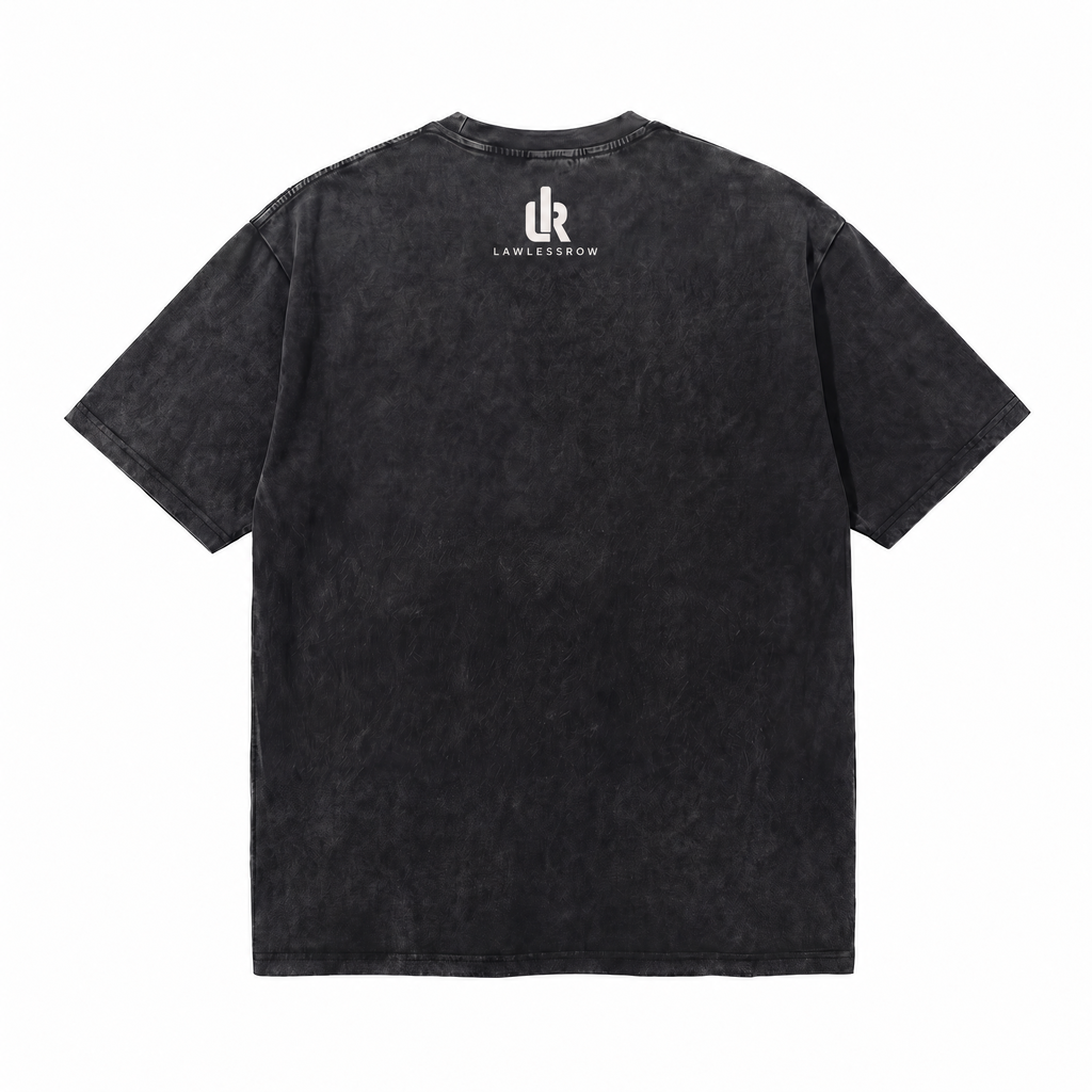 LAWLESSROW "Cosmic Disruption" Heavyweight Washed Black Graphic Tee