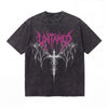 LAWLESSROW Untamed Cyber Sigilism Gothic Cross Vintage Acid Wash Tee