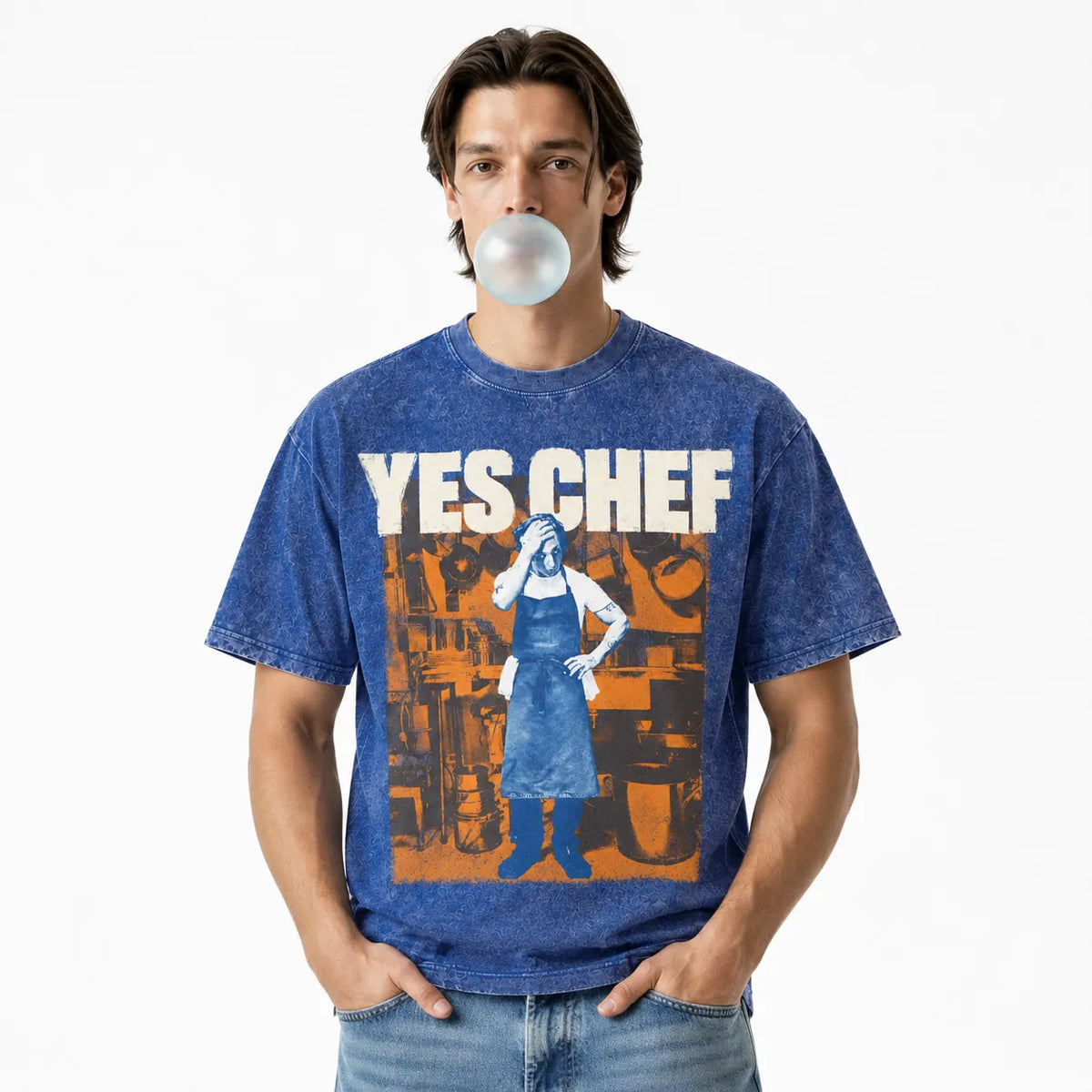 LAWLESSROW Yes Chef Vintage Acid Wash Tee
