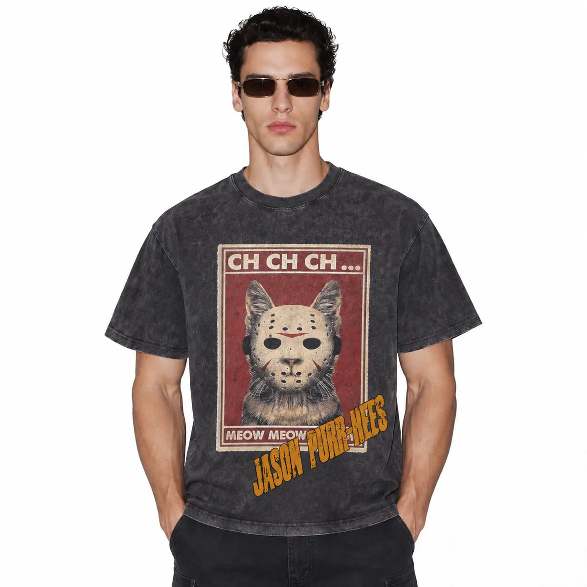 LAWLESSROW Jason Purr-hees Vintage Acid Wash Tee