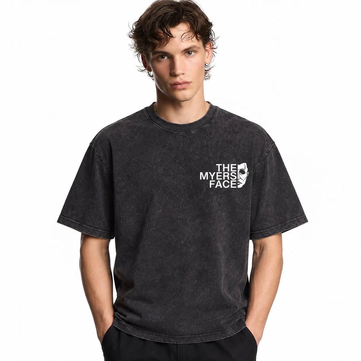 LAWLESSROW The Myers Face Vintage Acid Wash Tee