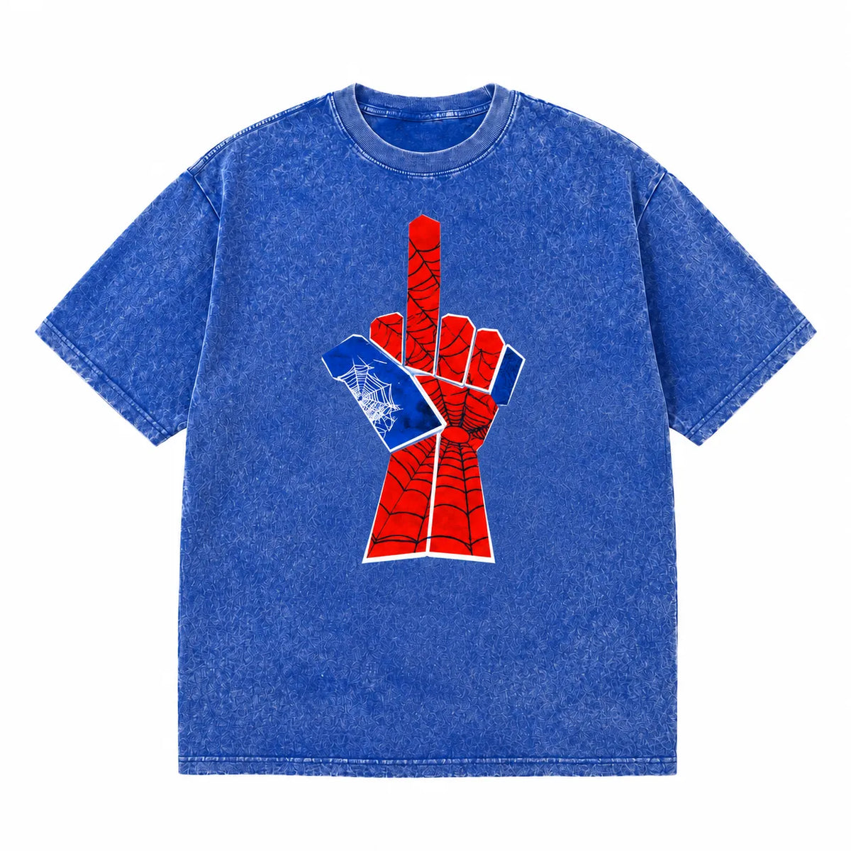 LAWLESSROW Spider-Man Middle Finger Vintage Acid Wash Tee