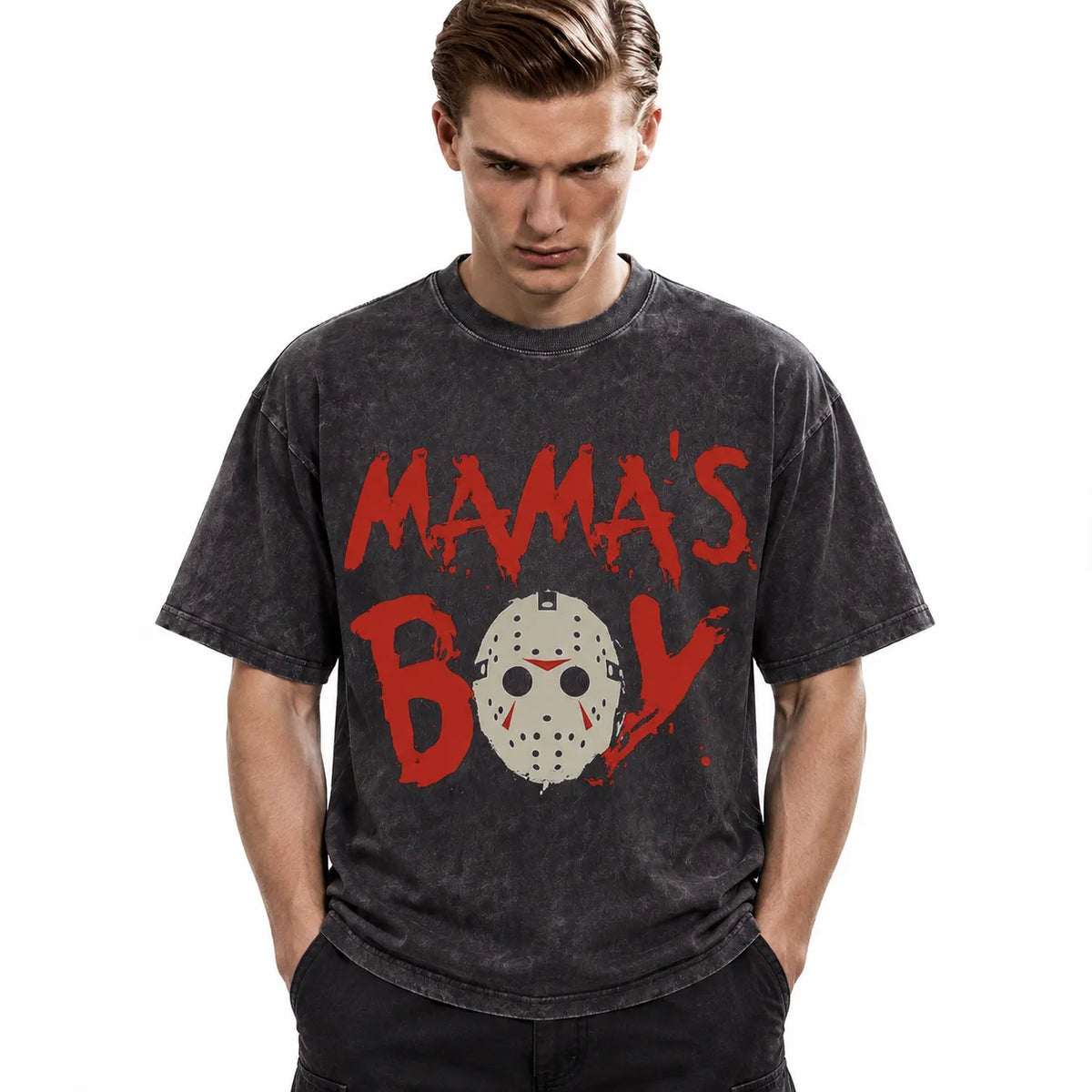 LAWLESSROW Mama's Boy Vintage Acid Wash Tee