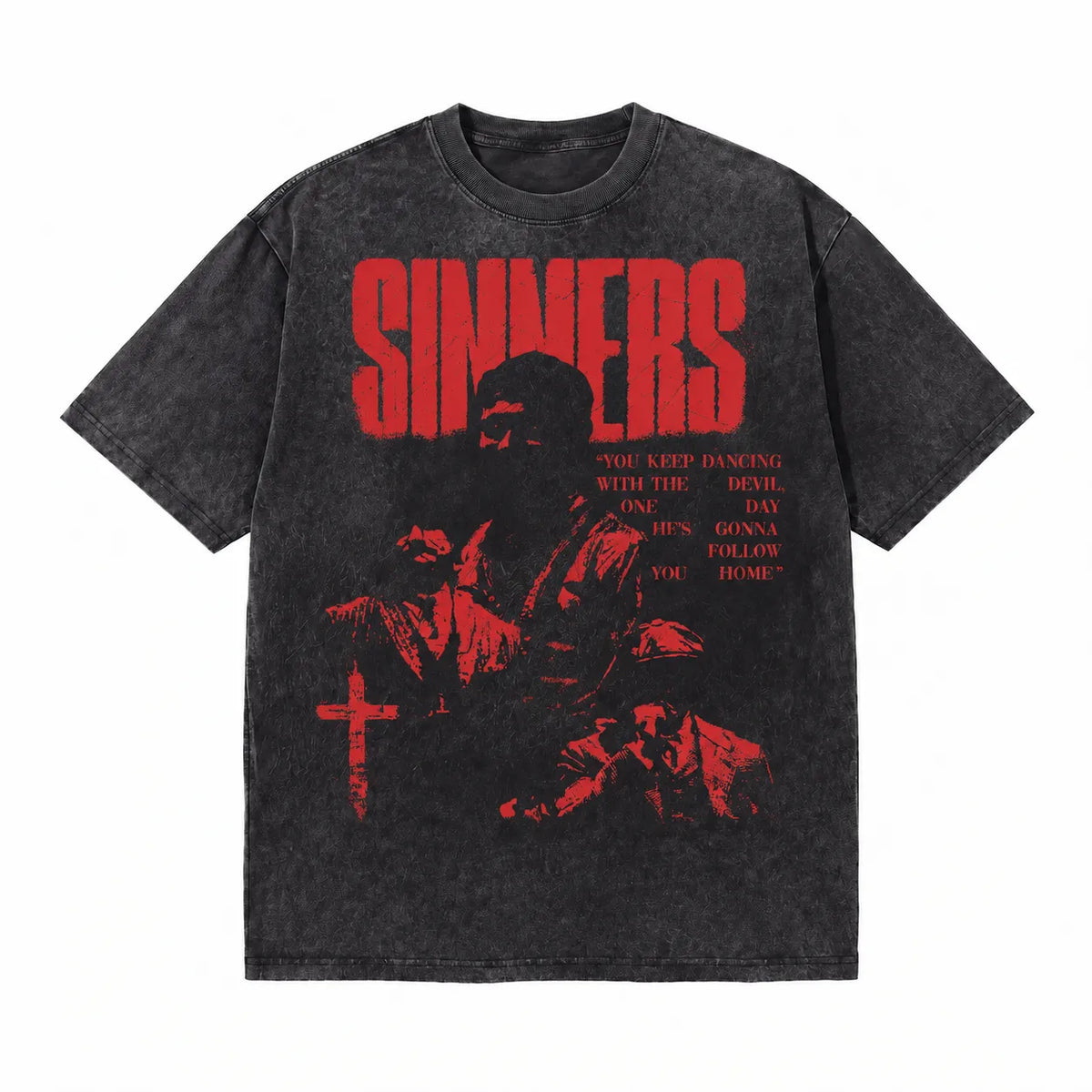 LAWLESSROW Sinners Vintage Acid Wash Tee