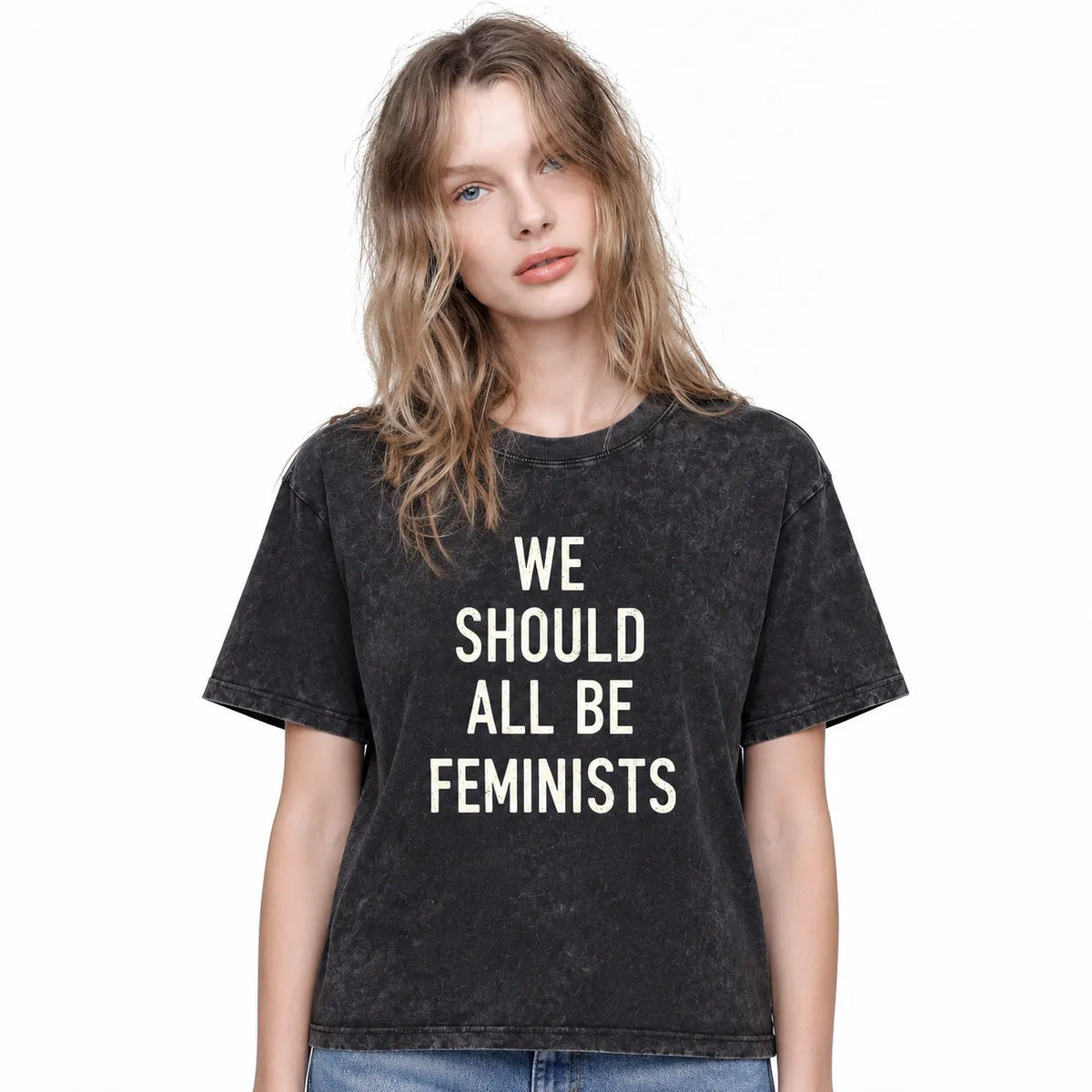 LAWLESSROW We Should All Be Feminists Vintage Acid Wash Tee