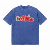 LAWLESSROW Féministe Vintage Acid Wash Tee