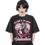 LAWLESSROW Horror Valentine Vintage Acid Wash Tee