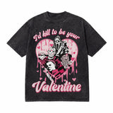 LAWLESSROW Horror Valentine Vintage Acid Wash Tee