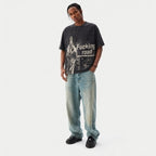 Lawless Row "Fucking Road" Middle Finger Washed Black Oversized Tee