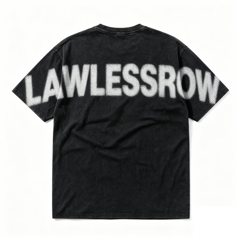 Lawless Row Spray Logo Oversized Washed Black Tee
