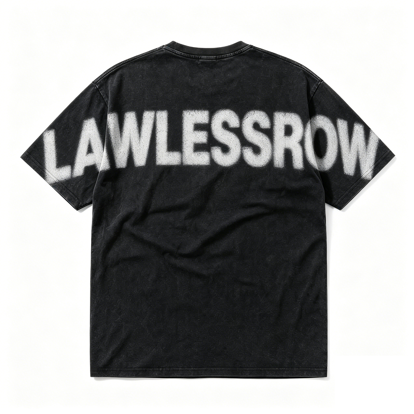 Lawless Row Spray Logo Oversized Washed Black Tee