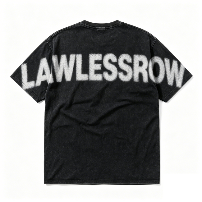 Lawless Row Spray Logo Oversized Washed Black Tee Hover Image